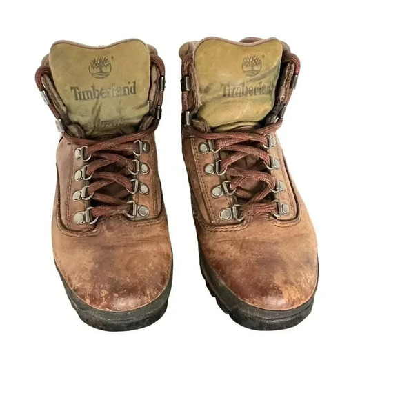 Timberland Boots Women’s 9M Euro Hiker Brown FULL GRAIN LEATHER Ankle Hiking - Picture 2 of 11